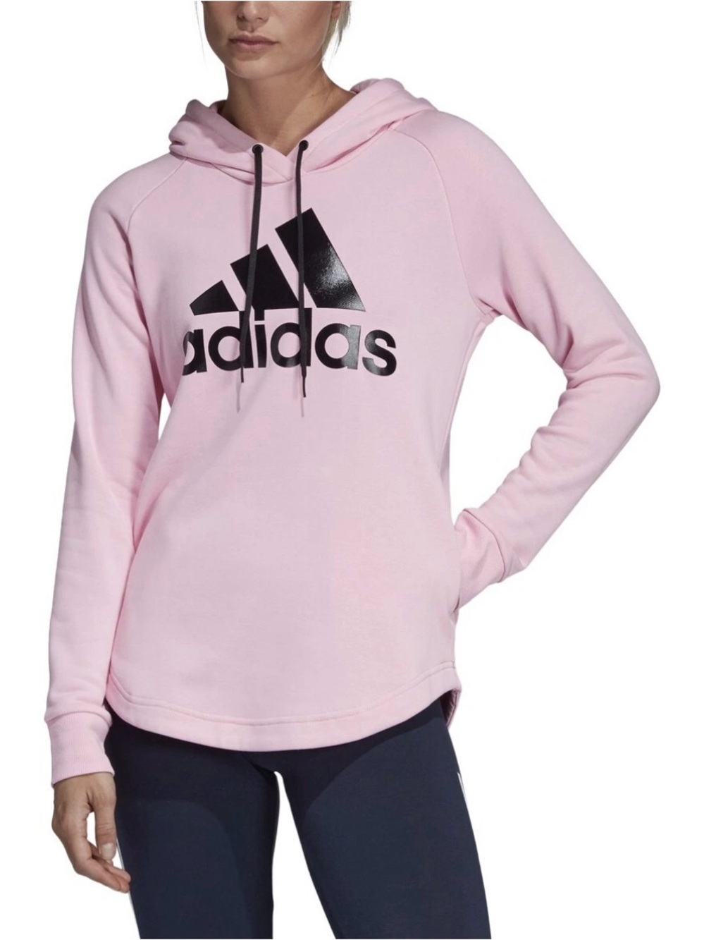 adidas Light Pink Pullover Hoodie with Black Logo Size S NWT